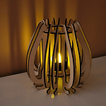 Décoration photophore en bois artisanale. Disponible en trois couleurs, brut ou teinture acajou ou TEK